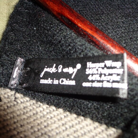 NWOT JACK & MISSY WRAPSODAY WRAP SHRUG O/S BLACK/NATURAL WHIP STITCHING - Picture 12 of 13